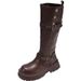 2025 Spring And Autumn Genuine Leather Thick-Soled Melard Long For Women, Fleece-Lined Versatile High Tube Riding Boots_vogvips.com