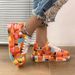 New Thick Sole Fashion Print Lace Up Sports Women's Round Head 43 Size Couple Casual Shoes_vogvips.com
