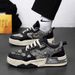 Men's Breathable Summer Casual Sneakers - Fashionable Thick Sole Canvas Shoes For Youth, Lightweight & Comfortable, Blue/Black"_vogvips.com