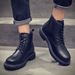 European Warm Series Martin Cowhide 2025 New Winter Fleece Lined Warm High-top Cotton Shoes Men's Motorcycle Boots_vogvips.com