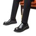 ShoeVault Men's Derby Spring Black Large Leather British Style Niche Commuter Slip-On Casual Trendy Shoes_vogvips.com