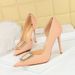 626-K8 Style Banquet Thin Heels, Shallow Mouth, Pointed Side Hollow, Sexy And Slim Metal Water Diamond Buckle High Heel_vogvips.com