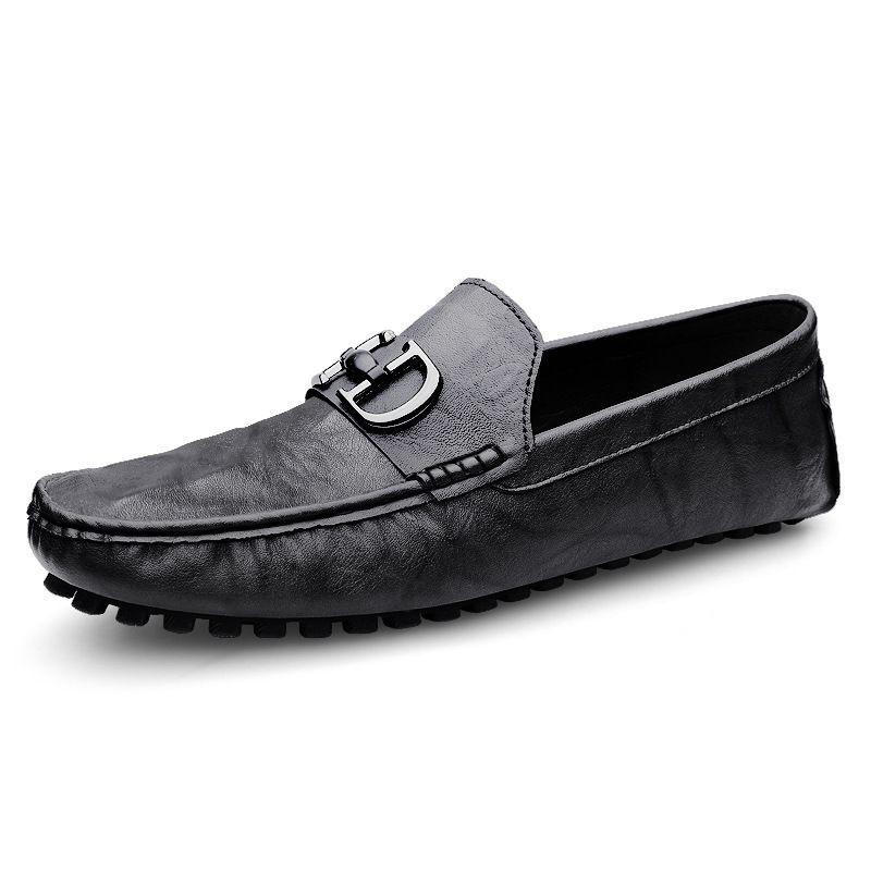 Doudou Shoes Men's Low-top Foot Loafers Loafers Horseshoe Buckle Driving Shoes_vogvips.com