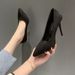Pointed Toe High Heels For Women, Plus Size, Thin Heel, Versatile, Commuter, Black, Professional Women's Shoes,_vogvips.com
