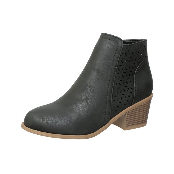Winter Women's Martin Boots Over Hollow Out Slit Chunky Heel Boots New_vogvips.com