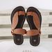 Summer Retro Flat Sandals For Women Toe-Up Beach Style Plus Size Suede PU Brown Rubber Sole European And American_vogvips.com