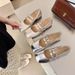 French With Skirt Mary Jane Single Shoes Women's Spring And Summer Flat Beanie Shoes Silver Small Leather Shoes_vogvips.com