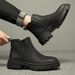 Glove Boots Trendy Men's Pure Black Mid-top Shoes Men's High-top Leather Shoes Heightening Chelsea Boots Men's Short Boots Leather Boots_vogvips.com