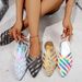 Foreign Trade With Mesh And Hollowed-out Design, Closed-toe Sandals, Beach Slippers, Colorful Large-size Pointed-toe_vogvips.com