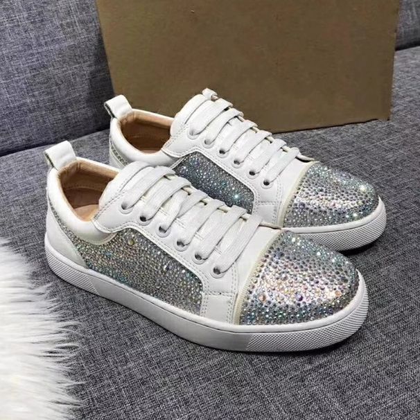 Trendy Street Shoes INS Hot Rhinestone Red Sole 2025 New Versatile Couple Unisex Sports Casual Sneakers_vogvips.com
