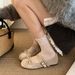 Runaway Princess~ French Style Soft Sole Velvet One-Strap Mary Jane For Women Early Spring Annual Meeting Fairy Bowknot_vogvips.com