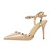 Women S Pumps Rivet High Heels Stiletto Korean Version Versatile Nude Color Cool One Word Buckle Bag Heel Sandals_vogvips.com