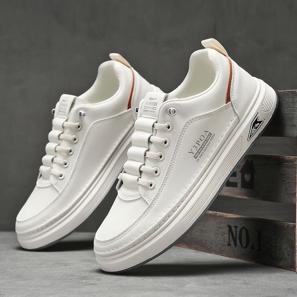 2025 Spring New Breathable White Men's Versatile Thick Soled Sports Casual Board Trendy Shoes_vogvips.com