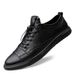 Men's Elastic Band Board Shoes Irst Layer Cowhide Sot Leather Thin White Shoes Men's Outdoor Sports And Leisure Shoes_vogvips.com