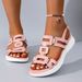 Summer New Round Headed Leather Ladies' Sandals Wedge Casual Beach Shoes Comfortable Footwear With Metal Decoration For_vogvips.com