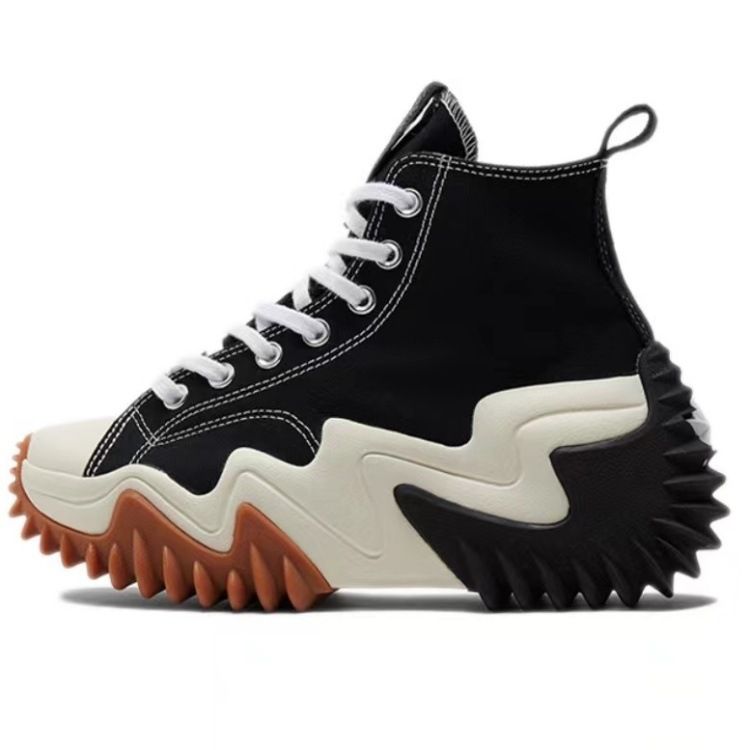 wave Black Platform Cake Second Generation Thick Bottom Heightening High Top Canvas Shoes Board Shoes Thick Bottom Cross Border_vogvips.com