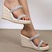 Women's Shoes Summer Wedge Heeled Thick Soled High Heeled Flip Flops Sandals With Rhinestones Straw Woven Rope Bottom Holiday Style Women's Shoes_vogvips.com
