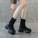 Black Elastic 2025 Spring New Style Hidden Shoes Breathable High Heel Ankle Slim Women's Sock Boots_vogvips.com