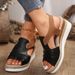 New Arrival Women's Large Size Thick Sole Peep Toe Roman Flat Sandals Buckle Strap Open Toe Casual Summer Daily Beach Walking Shoes_vogvips.com