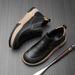 European Warm Series Men's Autumn Winter New Soft Cowhide Lightweight Slip-On Genuine Leather Padded Short Boots Casual Shoes_vogvips.com