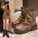Vintage Western Big Toe Belt Buckle Martin 2025 Autumn New Thick Sole Height Increasing Short Boots For Petite Women_vogvips.com