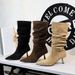 2639-1 Casual Long For Women, Thin Heel, Pleated Stacked Boots, Pointed Toe, High Elastic Knee-High Riding Boots_vogvips.com