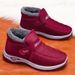 Shoes Winter Snow Velcro, Women's With Fleece Lining, Thickened Short Boots, Warm Outdoor Cotton Boots_vogvips.com