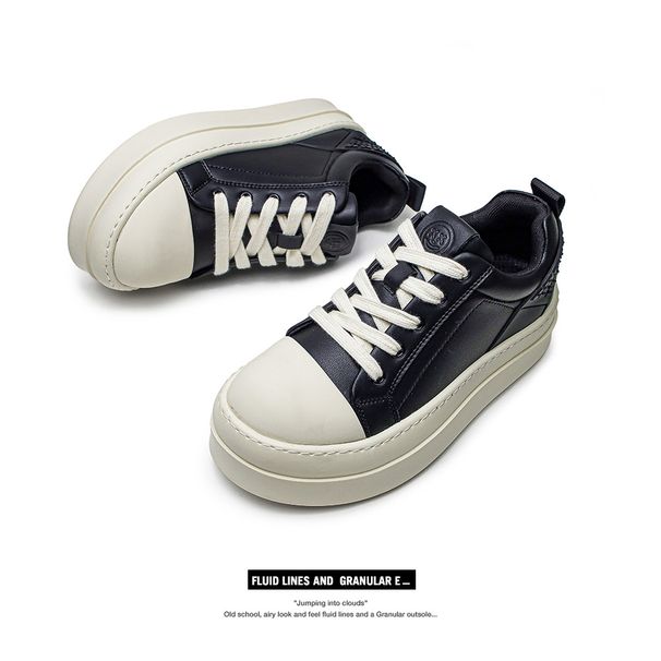 Small white shoes with thick soles men's and women's height-raising casual board shoes_vogvips.com