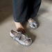 French Style Square Toe Breathable Cross Strap Ballet Flats For Women 2025 Summer New Silver Bow Flat Mary Jane Shoes_vogvips.com