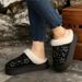 Women's Winter Slip-On Slippers With Thick Rubber Sole, Faux Suede Upper, Glitter Rhinestone Decor, Cozy Indoor Outdoor House Shoes_vogvips.com