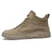 Flat-heeled Pigskin Velvet High-top Board Shoes Retro British Casual Round Head Lace-up Board Shoes Men's Shoes_vogvips.com
