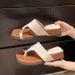 Women's Color Block Square Toe Slip-On Sandals Stylish Wedge Heel For Summer Fashionable Beach Shoes_vogvips.com
