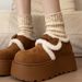 Thick Soled Cotton Shoes With Plush Sponge Cake, Women's Winter Outerwear, Retro Warm Fur Shoes, Snow Boots_vogvips.com