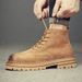 Martin Boots Men's Short Boots Four Zipper Men's Boots Leather Rhubarb Boots Thick-soled Tooling Boots Wind Desert Boots_vogvips.com