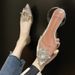 Plus-size Women's Shoes 41-43 Wide Feet, Plump Girls, Summer 2026 New Style Low-heel Transparent Pointed Crystal Sandals_vogvips.com