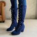 Women's Heeled Knee High Boots, Solid Color Lace Up Chunky Heeled Boots, Versatile Comfy Long Boots_vogvips.com