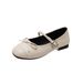Trendy Bowknot Shallow Ballet Flats For Women, 2025 Spring New French Style Flat Mary Jane Retro Leather Shoes_vogvips.com