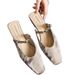 Satin New Backless Square Mules Closed Toe Sandals Women Summer Outdoor Chunky Heel Half Slippers_vogvips.com