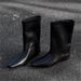 Classic Square-Toe Chelsea Boots - Low Block Heel Ankle Boots For Women | Slip-On Design | Versatile Black & Grey | Winter & Fall Fashion_vogvips.com