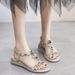 2025 New Summer Bohemian For Women, Wedge Heel With Rhinestones, Versatile Flat Beach Roman Sandals_vogvips.com