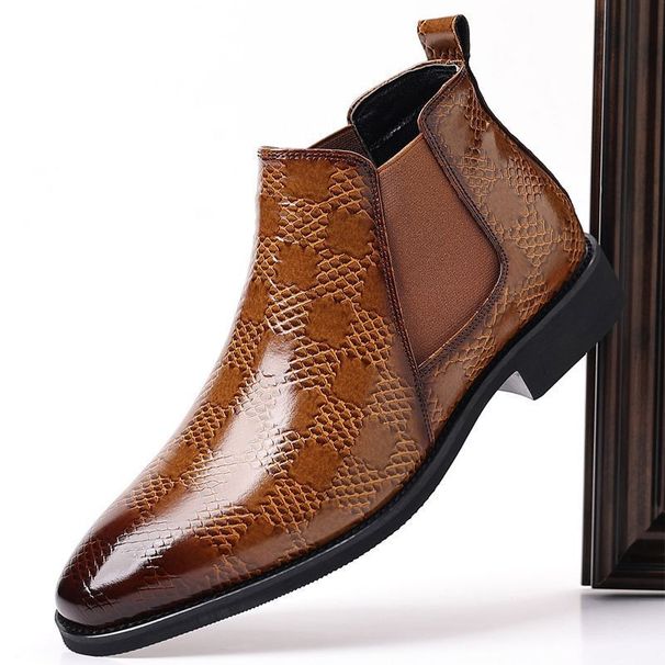 Beijiang Wolf Cut Bright Leather Slip-On Martin High-Top New European And American Fashion Short Boots For Men_vogvips.com