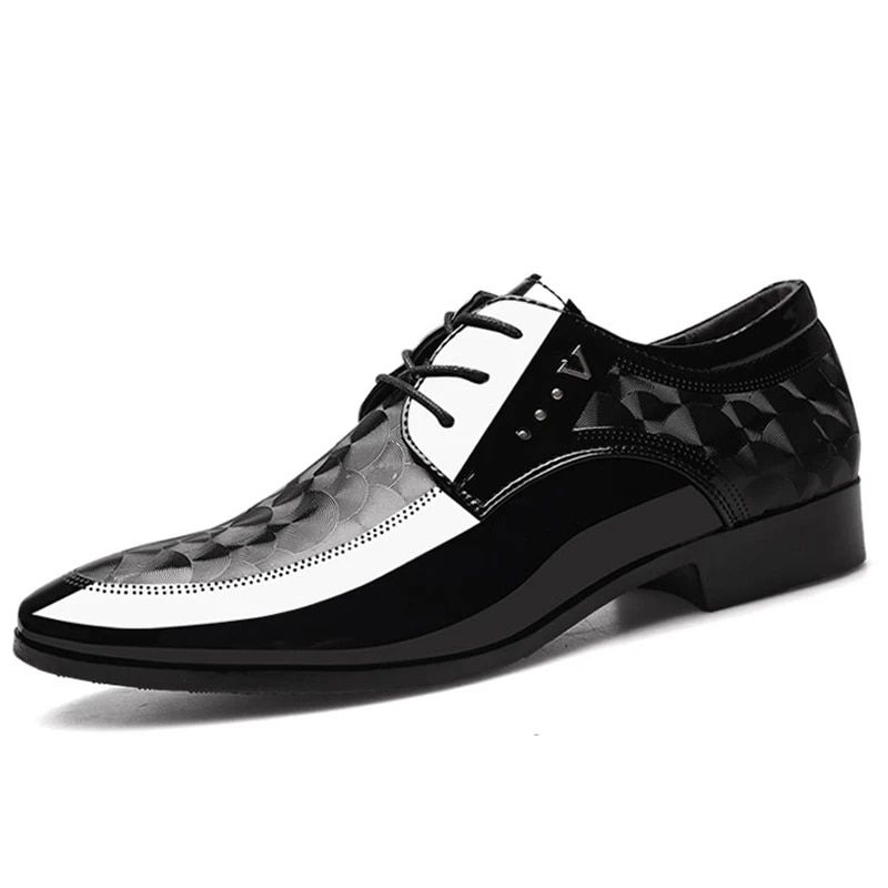 Formal Dress Shoe Black PU Leather Lace Up Point Toe Business Casual Shoes for Men Wedding Party Office_vogvips.com