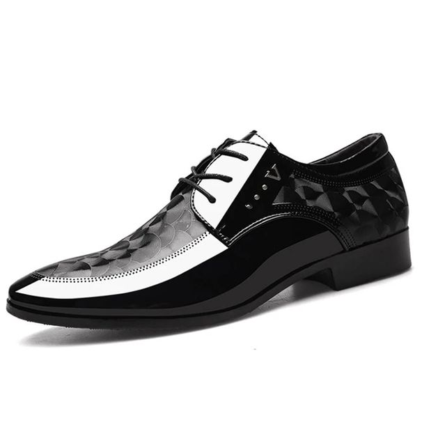 Formal Dress Shoe Black PU Leather Lace Up Point Toe Business Casual Shoes for Men Wedding Party Office_vogvips.com