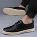 Round Head Light Mouth Low-top Casual Men's Shoes Cowhide Business Dress Casual Leather Shoes British Solid Color Board Shoes_vogvips.com