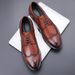 Euro Step Spring British Brogue Carved Korean Style Trendy Pointed Thick Sole Wedding Men's Business Formal Leather Shoes_vogvips.com