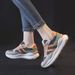 Women's Lace-Up Casual Sports Shoes, Thick Sole Height-Increasing Outdoor Sneaker Vacation Breathable Student Shoes, Flat-Bottomed Walking Shoes_vogvips.com