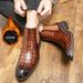 European Warm Series Plus Size Crocodile Pattern High-top Cotton Fashion Men's Business Leather Shoes Fleece-lined Boots_vogvips.com