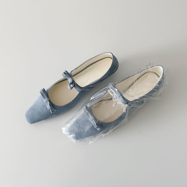 Sheepskin Version Gentle Square Head Bowknot Small Shoes For Women Low Heel Shallow Mouth One Strap Temperament Mary Jane Shoes_vogvips.com