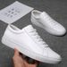 Men's Genuine Leather Casual Sneakers Thick Sole Korean Style Trendy Versatile White Shoes_vogvips.com