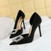 626-K5 Style Banquet Women's Shs Slim Heels Shallow Notched Side Hollow Water Diamond Buckle Super High Heel Single_vogvips.com